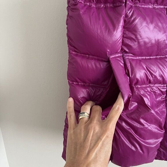 Coatology Goose Down Puffer Vest L Magenta Contrast Packable Gorpcore Travel - Picture 9 of 15